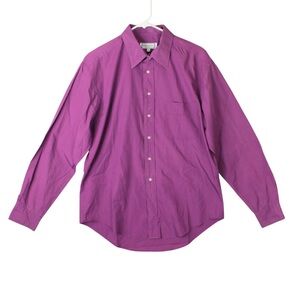 Vtg Yves Saint Laurent Button Up Shirt Men Luxury Y2K Classic Purple 16 34/35